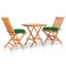 Set bistro 3 piese cu perne verde, lemn masiv de tec