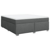 Cumpara ieftin Pat box spring cu saltea, gri inchis, 180x200 cm, textil