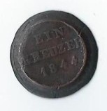 Moneda 1 kreuzer 1844 - Nassau, Germania, eroare de batere?