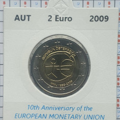 Austria 2 euro 2009 UNC - 10 Years EMU - km 3175 - cartonas personalizat D65801