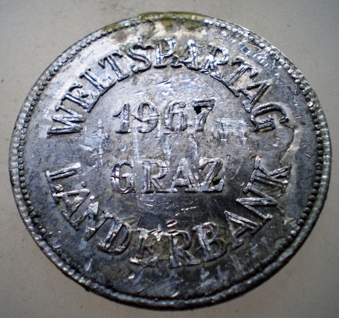 1.084 AUSTRIA JETON 20 KREUZER MONETARIA GRAZ 1967 WELTSPARTAG