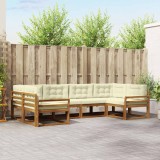 vidaXL Set de canapele de exterior cu pernă 6 pcs Natural și Crem 3368068