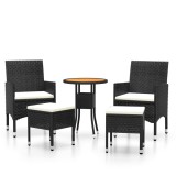 Cumpara ieftin Set mobilier de gradina, 5 piese, negru, poliratan