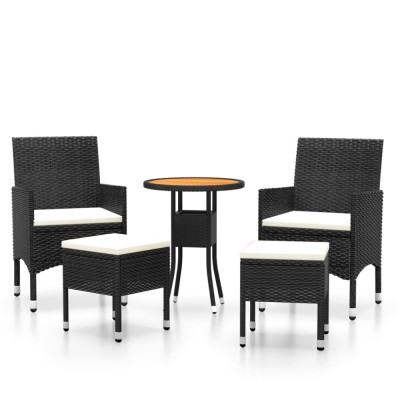 Set mobilier de gradina, 5 piese, negru, poliratan foto