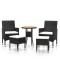 Set mobilier de gradina, 5 piese, negru, poliratan