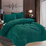 Lenjerie De Pat Soft Dream King Co017, Microfibra Plusata, 3 Piese, Fara Elastic, Verde