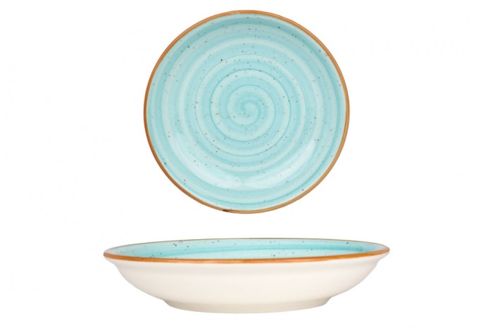 Bonna Farfurie ad&acirc;ncă - Aqua - Porţelan - 20 cm (500cc) - set de 6