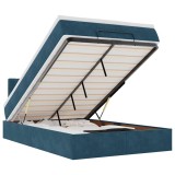 Cumpara ieftin Pat otoman cu saltea, albastru inchis, 120x190 cm, catifea