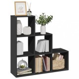 VidaXL Bibliotecă/separator cameră, 3 niveluri, negru 99x29x99 cm lemn