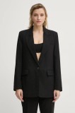 Bruuns Bazaar sacou din lana culoarea negru, un singur rand de nasturi, BBW4206