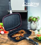 TIGAIE DUBLA DREPTUNGHIULARA TIP GRILL,ALUMINIU,32x24x7.5 CM,DARK LINE INDUCTIE, COOKING, Heinner