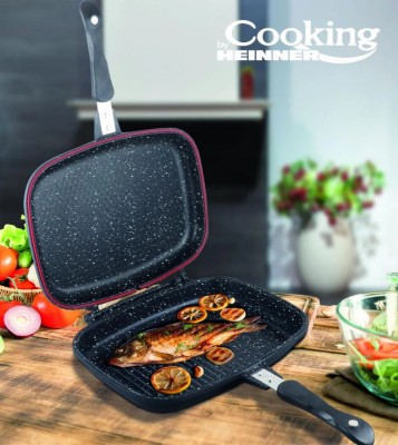 TIGAIE DUBLA DREPTUNGHIULARA TIP GRILL,ALUMINIU,32x24x7.5 CM,DARK LINE INDUCTIE, COOKING foto