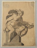 Adamo Scultori &quot;Studiu dupa Michelangelo&quot; gravura cca 1547-1587, Religie, Cerneala, Altul