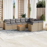 vidaXL Set canapele de grădină cu perne, 10 piese, bej, poliratan 3224281