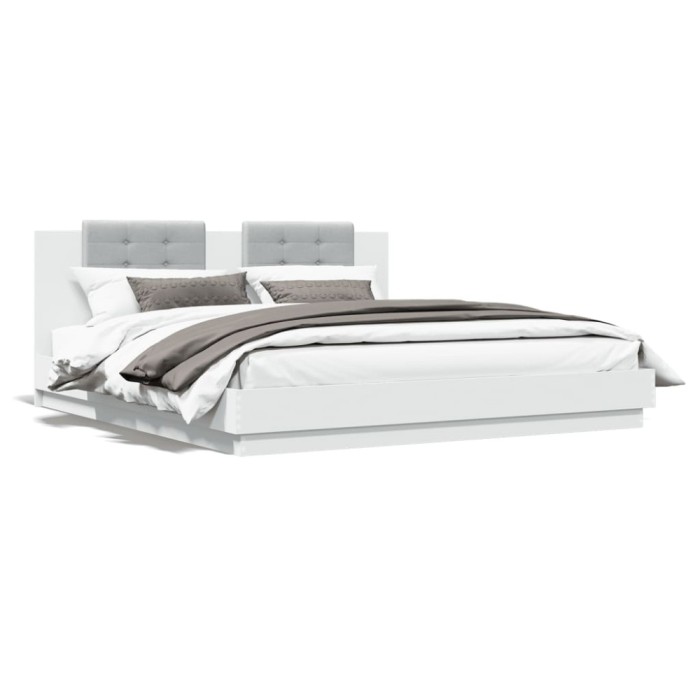 Gossi cadru de pat cu tablie 200x200 cm, alb, lemn prelucrat