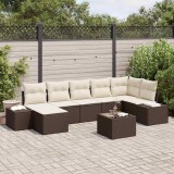 vidaXL Set de canapele pentru grădină cu pernă 8 pcs Maro Rattan poli 3355827