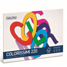 Bloc Format D4 pentru Desen FAVINI Colorissimi, 16 File, 220 g/m², Hartie Alba, Bloc Hartie, Bloc Hartie FAVINI Colorissimi, Bloc D4, Bloc Hartie Alba