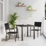 vidaXL Set de masă pentru grădină cu pernă 3 pcs Negru poliratan 3380036