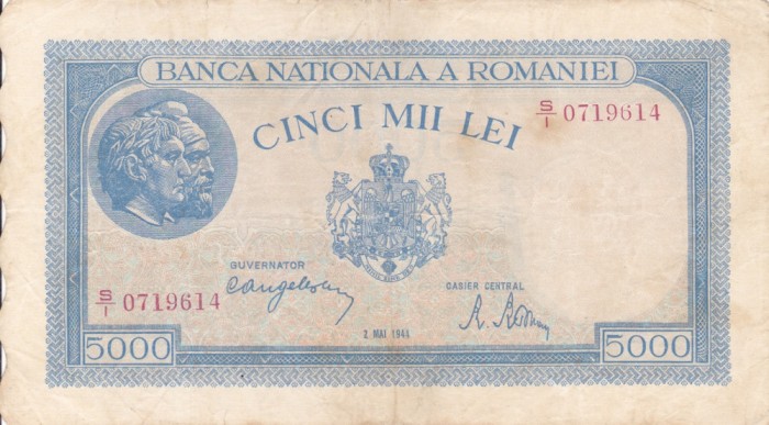 ROMANIA 5.000 lei 2 mai 1944 VF!!!