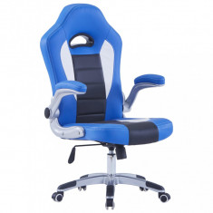 vidaXL Scaun de gaming, albastru, piele ecologica foto