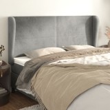 VidaXL Tăblie de pat cu aripioare gri deschis 203x23x118/128cm catifea 3117742