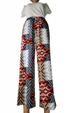 Pantaloni lungi, din bumbac, multicolori, in nuante de rosu-gri-negru, talie elastica, Multicolor, L, M, S, XL