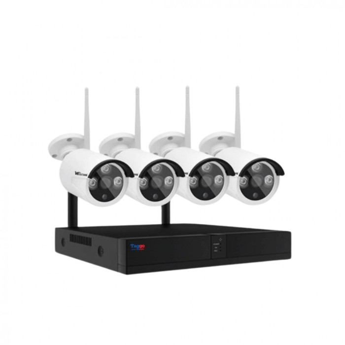 Sistem de Supraveghere Profesional CCTV 4 Canale 3MP/6MP Wireless NVR IR 30m pentru Interior/Exterior - 3MP