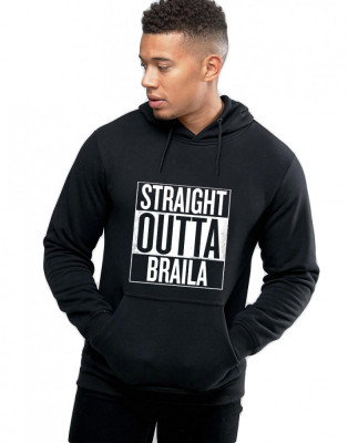 Hanorac Barbati Negru - Straight Outta Braila - 2XL foto