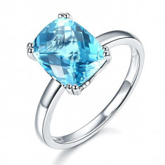 Inel Borealy Aur Alb 14 K Swiss Blue Topaz Natural Wedding Engagement foto