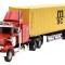 Macheta Camion American container metalic cu remorca MSC 36 cm lumini si sunete pull back