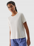 Tricou de antrenament din material reciclat pentru femei - culoarea crem, 4F Sportswear