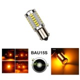 LED 33 SMD BAU15S PY21W 1156 Canbus Lampa Becuri Lumini Galben 12V 24V cu Lentila