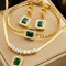 Set Bijuterii Placat Aur 18K, Lant 39+5cm, Bratara 17+5cm, Cercei si Piatra