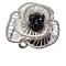 B32. Pandantiv floare argintie cu Mura din cristale negre de sticla