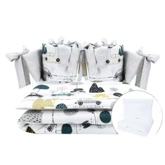 Lenjerie patut cu 6 piese, MimiNu, Pentru patut 120x60 cm, Cu pilota si perna, Cu doua aparatori laterale, Din bumbac certificat foto
