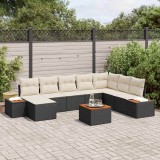 Cumpara ieftin Set de canapele pentru gradina cu perna 9 pcs Negru Rattan poli