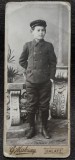 Fotografie pe carton, baiat in uniforma, 1905