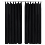 Cumpara ieftin Draperii micro-satin cu bride, 2 buc, 140 x 225 cm, negru