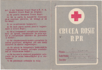 CARNET DE MEMBRU CRUCEA ROSIE RPR CU TICHET DE COTIZATII 1950-1953 foto