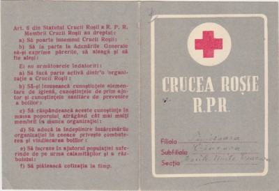 CARNET DE MEMBRU CRUCEA ROSIE RPR CU TICHET DE COTIZATII 1950-1953 foto