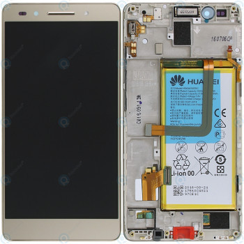 Huawei Honor 7 (PLK-L01) Capac frontal al modulului de afișare + LCD + digitizer + baterie aurie 02350QTN foto