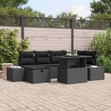 Cumpara ieftin Set de canapele pentru grădină cu pernă 7 pcs Negru Rattan poli