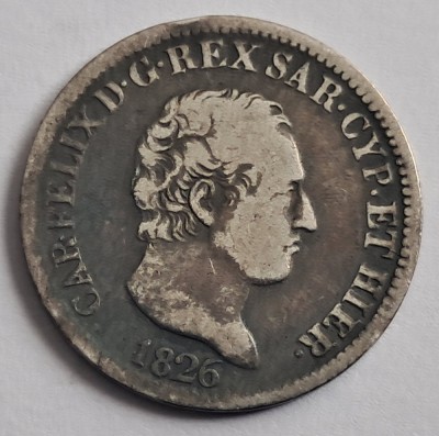 Italia, Sardinia, 50 Centesimi 1826 Charles Felix foto