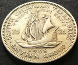Moneda exotica 25 CENTI - TERITORIILE BRITANICE CARAIBE, anul 1965 * Cod 3914 B