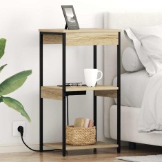 vidaXL Cabinet de noptiere cu stație de &icirc;ncărcare Stejar sonoma 859546