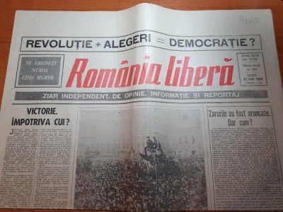 ziarul romania libera 22 mai 1990 - 5 luni de la revolutie foto
