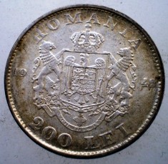 R.104 ROMANIA MIHAI I 200 LEI 1942 ARGINT foto