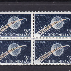 ROMANIA 1958 LP 460 AL III-LEA SATELIT ARTIFICIAL SPUTNIK III BLOC DE 4 MNH