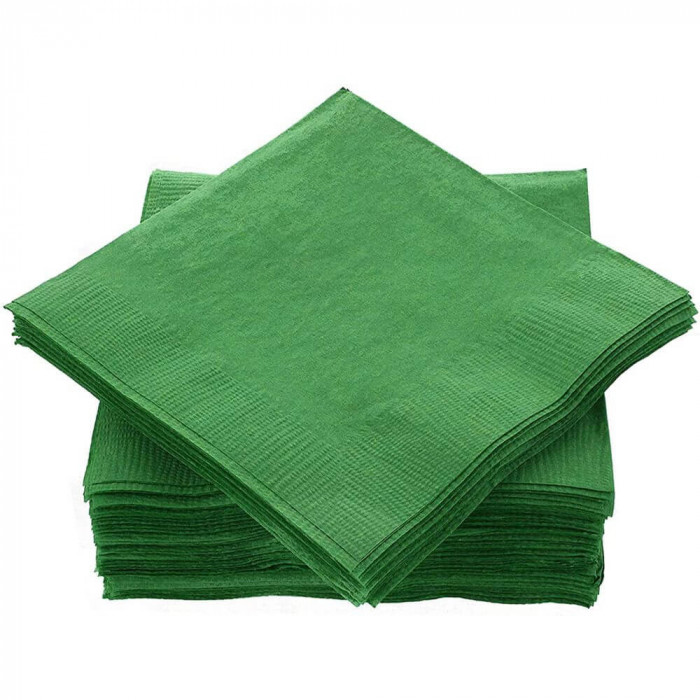 Servetele Verde Inchis din Hartie FLUFFY, 100 Buc/Set, 33x33 cm, 3 Straturi, Servetele Verde Inchis, Servetele Verde Inchis de Masa, Servetele Verde I
