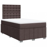 Cumpara ieftin Pat box spring cu saltea, maro inchis, 120x190 cm, textil